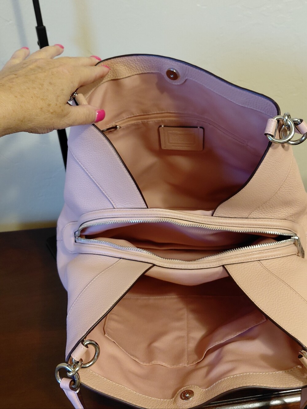 Coach Pink Lexy Pebble Leather Shoulder Bag F28997 - Picture 9 of 16